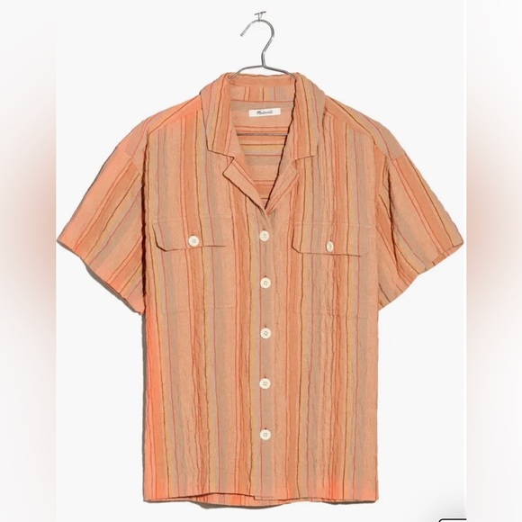 NEW MADEWELL - stripe stretch oversized button down - Picture 2 of 6